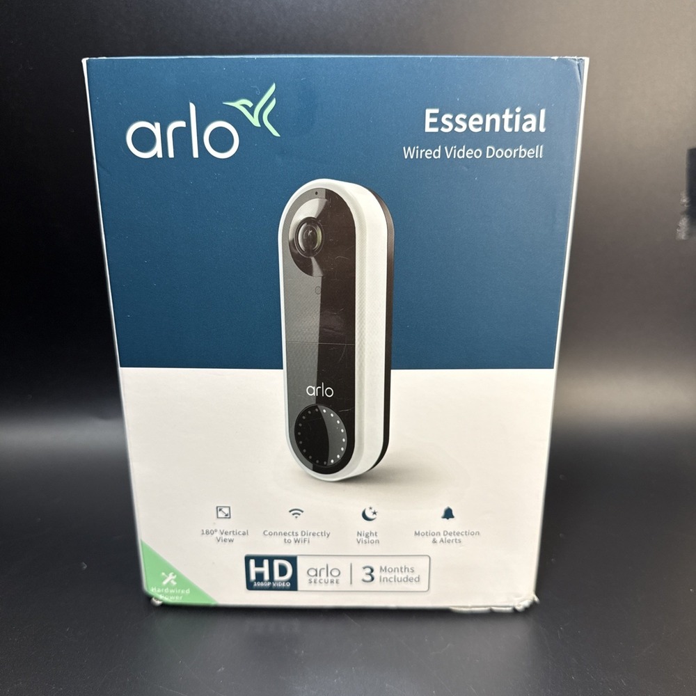 Arlo Essential Wired HD Video Doorbell Security Camera -  2 Way Audio AVD1001